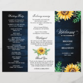 Rustic Sunflowers Gipskraut Hochzeitsprogramm (Vorderseite)