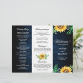 Rustic Sunflowers Gipskraut Hochzeitsprogramm (Stehend Vorderseite)