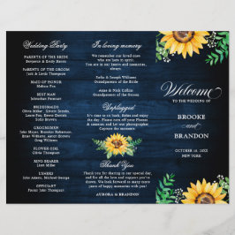 Rustic Sunflowers Gipskraut Hochzeitsprogramm