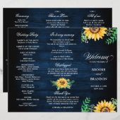 Rustic Sunflowers Gipskraut Hochzeitsprogramm (Vorne/Hinten)