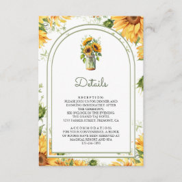 Rustic Sunflowers Mason Jar Arch Wedding Details Begleitkarte
