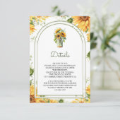 Rustic Sunflowers Mason Jar Arch Wedding Details Begleitkarte (Stehend Vorderseite)