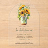 Rustic Sunflowers Mason Jar Bridal Shower Acryleinladungen (Vorderseite)