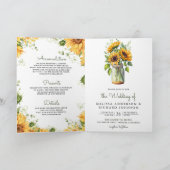 Rustic Sunflowers Mason Jar QR Code Wedding Einladung (Innenseite)
