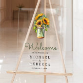 Rustic Sunflowers Mason Jar Wedding Welcome Acrylschild