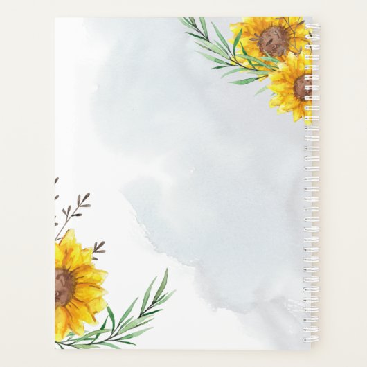 Rustic Sunflowers Newlyweds Gift Planners Journals Planer (Rückseite)