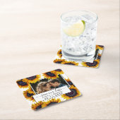 Rustic sunflowers photo wedding save the date rechteckiger pappuntersetzer (Vor Ort)