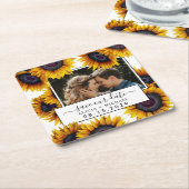 Rustic sunflowers photo wedding save the date rechteckiger pappuntersetzer (angewinkelt)
