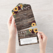Rustic Sunflowers Roses Wedding All In One Einladung (Abreißen)