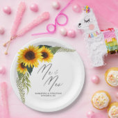 Rustic Sunflowers Script Mr. and Mrs. Wedding Pappteller (Party)