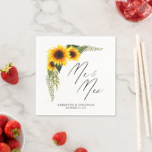 Rustic Sunflowers Script Mr. and Mrs. Wedding Serviette (Beispiel)