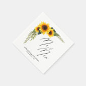 Rustic Sunflowers Script Mr. and Mrs. Wedding Serviette (Ecke)