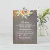 Rustic Sunflowers Wedding Information Guest Card Begleitkarte (Stehend Vorderseite)