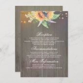 Rustic Sunflowers Wedding Information Guest Card Begleitkarte (Vorne/Hinten)