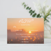 Rustic Sunset Nature Fireflies Wedding Meal Choice RSVP Karte (Stehend Vorderseite)
