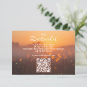 Rustic Sunset Nature Wedding Website QR Code Begleitkarte (Stehend Vorderseite)