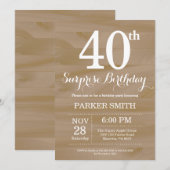 Rustic Surprise 40th Birthday Invitation Einladung (Vorne/Hinten)