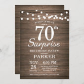 Rustic Surprise 70th Birthday Invitation Wood Einladung (Vorne/Hinten)