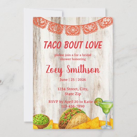 Rustic Taco ‘Bout Love Bridal Shower Invitation Einladung (Vorderseite)