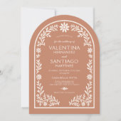 Rustic Talavera Terracotta Mexican Floral Wedding Einladung (Vorderseite)