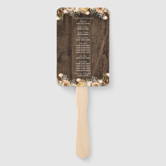 Rustic Tan Bird Wood Country Wedding Program Fächer (Rückseite)
