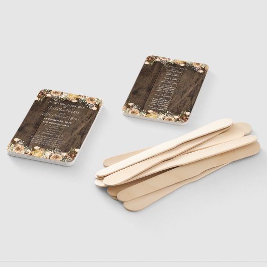 Rustic Tan Bird Wood Country Wedding Program Fächer (Non-assembled)