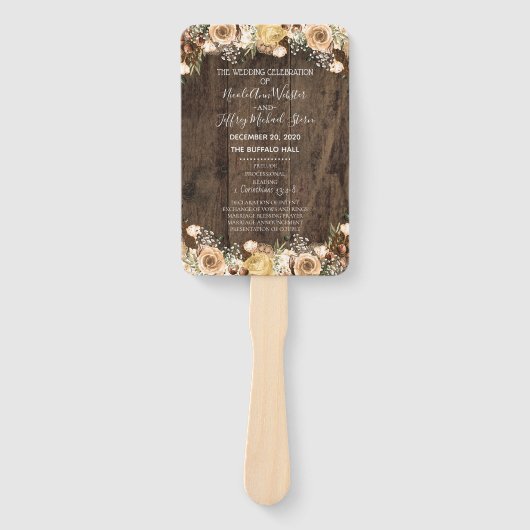 Rustic Tan Bird Wood Country Wedding Program Fächer (Vorderseite)