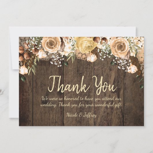 Rustic Tan Bird Wood Country Wedding Vielen Dank Dankeskarte (Vorderseite)