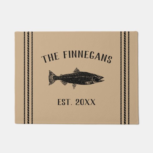 Rustic Tan Fish Personalized Fußmatte (Vorderseite)