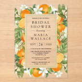 Rustic Tangerine Citrus Orange Bridal Shower Acryleinladungen (Vorderseite)