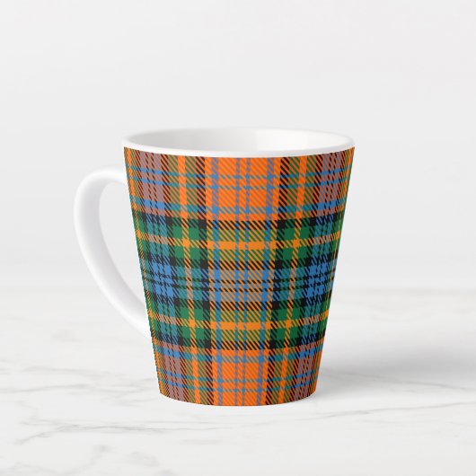 Rustic Tartan Murray Kariert Orange Blue Karo Milchtasse (Linke Ecke)