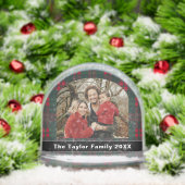 Rustic Tartan Plaid Family Photo Schneekugeln (Weihnachten)