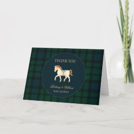 Rustic Tartan Plaid Horse Baby Shower  Dankeskarte