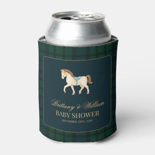 Rustic Tartan Plaid Horse Baby Shower Dosenkühler (Kanne Vorderseite)