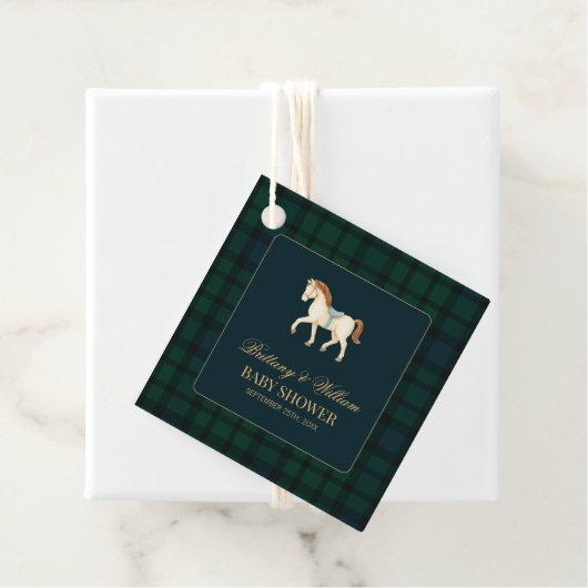 Rustic Tartan Plaid Horse Baby Shower Geschenkanhänger (Beispiel)
