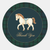 Rustic Tartan Plaid Horse Baby Shower Runder Aufkleber (Vorderseite)