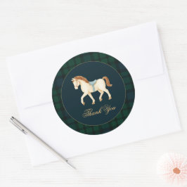 Rustic Tartan Plaid Horse Baby Shower  Runder Aufkleber