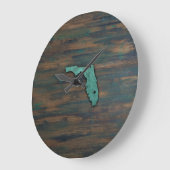 Rustic Teal Florida Shape Große Wanduhr (Winkel)