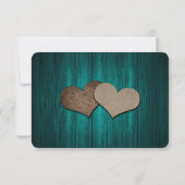 Rustic Teal Mason Jar Wood Wedding RSVP Card Karte (Rückseite)