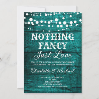  Rustic Teal Wood Nothing Fancy Just Love Wedding Einladung