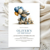 Rustic Teddy Bear 1st Birthday Party Invitation Einladung