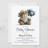 Rustic Teddy Bear Baby Shower Invitation Einladung (Vorderseite)