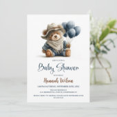 Rustic Teddy Bear Baby Shower Invitation Einladung (Stehend Vorderseite)