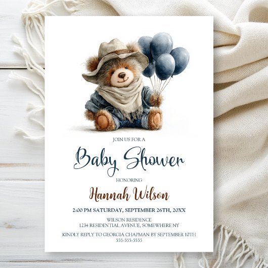 Rustic Teddy Bear Baby Shower Invitation Einladung