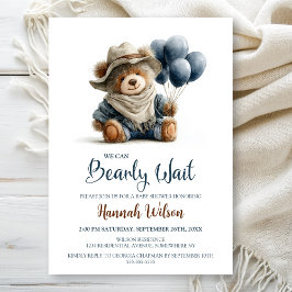 Rustic Teddy Bear We Can Bearly Wait Baby Shower Einladung