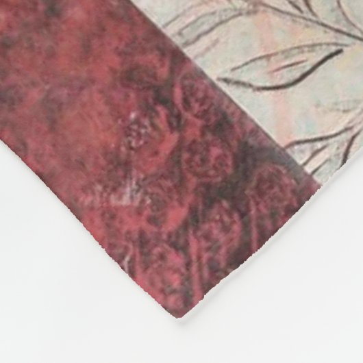 Rustic Terracotta Abstract Patchwork Botanical Fleecedecke (Ecke)