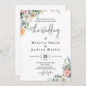 Rustic Terracotta and Orange Autumn Floral wedding Einladung (Vorne/Hinten)