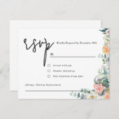 Rustic Terracotta and Orange Autumn Floral wedding RSVP Karte (Vorne/Hinten)