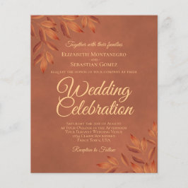 Rustic Terracotta Blätter BUDGET Hochzeit Einladun