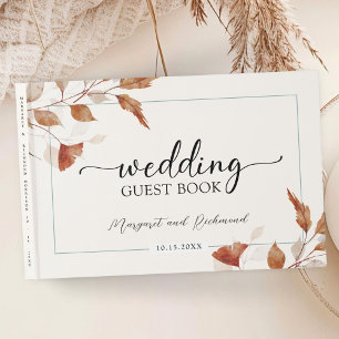 Rustic Terracotta Blätter Hochzeit im Herbst Gäste Gästebuch
